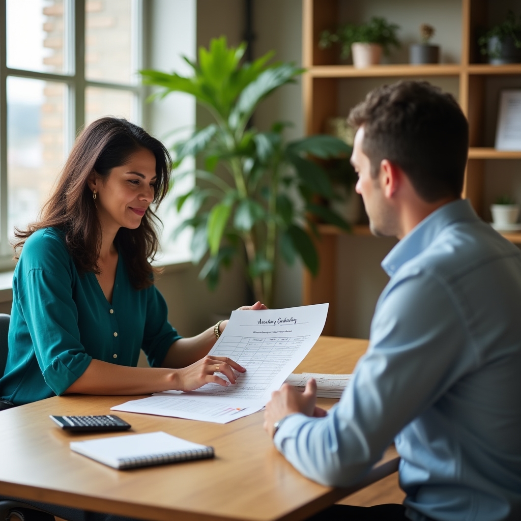 Financial advisor working with a client on household budget planning